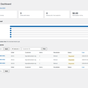 TillFoundry Returns Desk Pro for WooCommerce — rte dashboard desktop